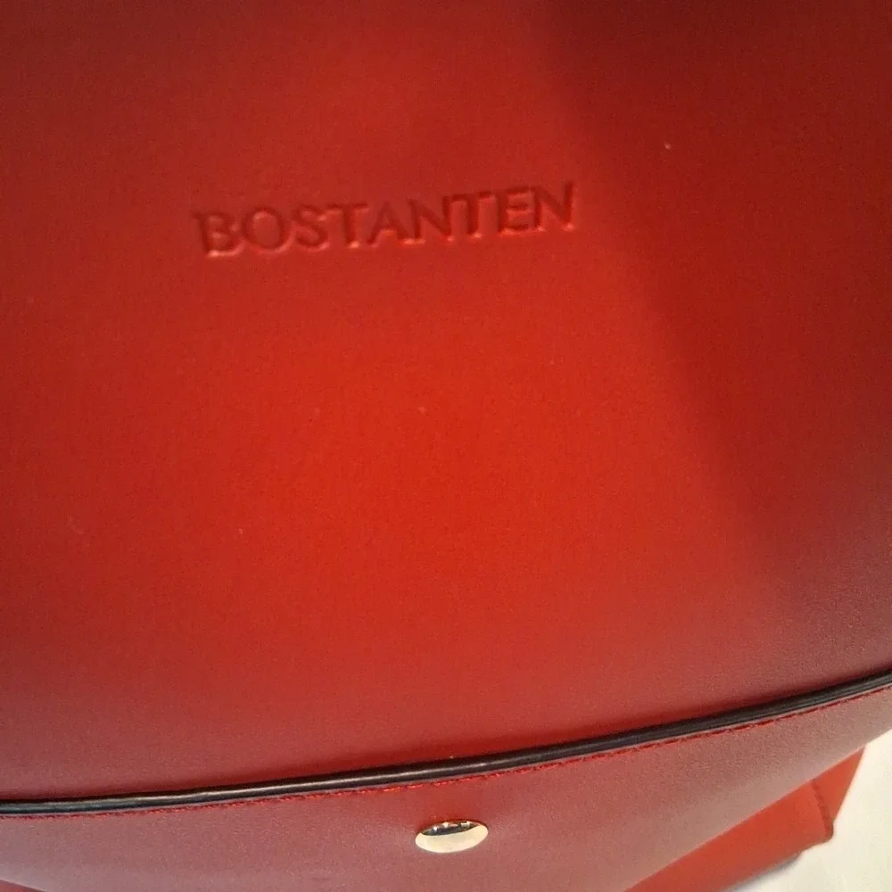 Bostanten Lotty Bright Red Cowhide Leather Hobo Tote Shoulder Bucket Bag +extras